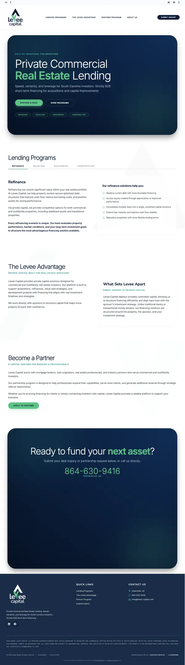 Levee Capital homepage