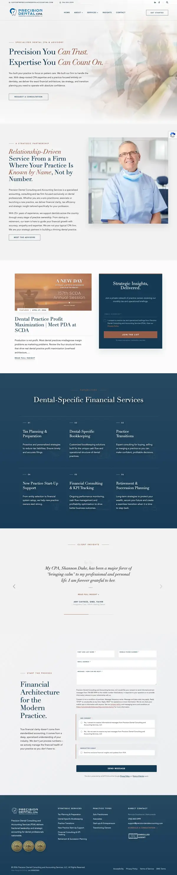 Precision Dental Accounting homepage